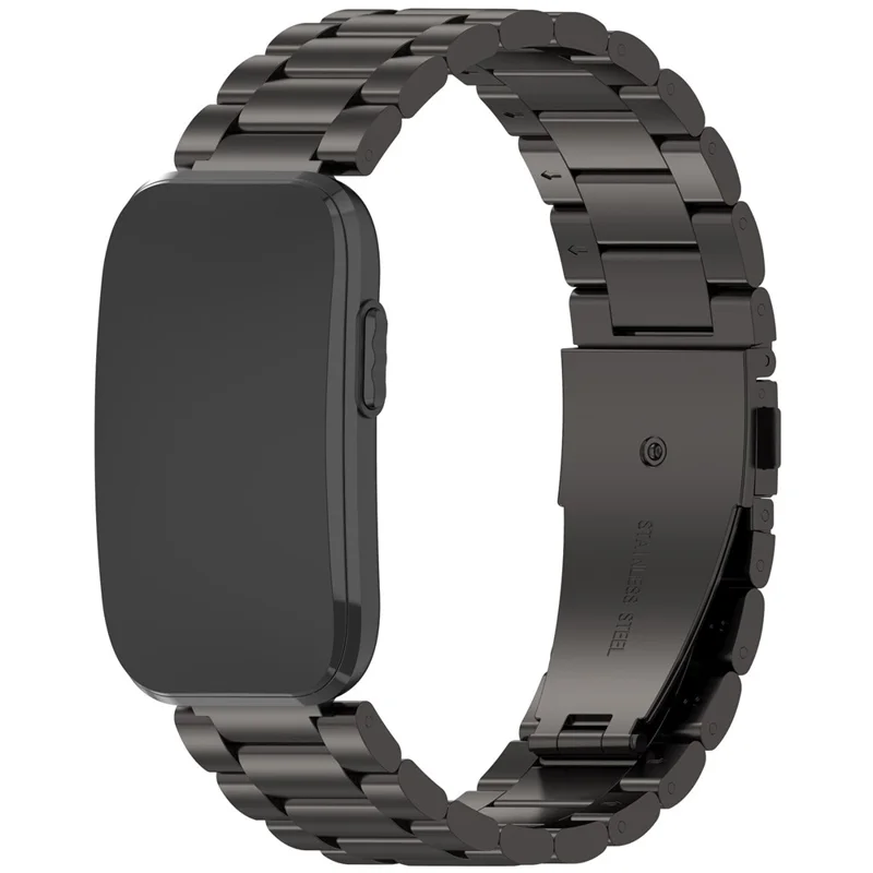 For Garmin CIRQA Smart Band Stainless Steel Watch Strap Three-Bead Replacement Metal Band - Black