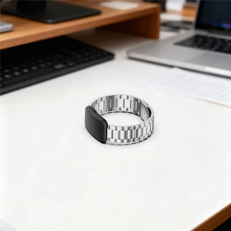For Garmin CIRQA Smart Band Stainless Steel Watch Strap Three-Bead Replacement Metal Band - Black