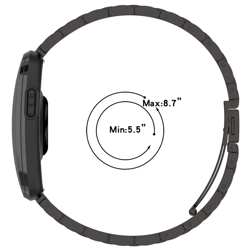 For Garmin CIRQA Smart Band Stainless Steel Watch Strap Three-Bead Replacement Metal Band - Black