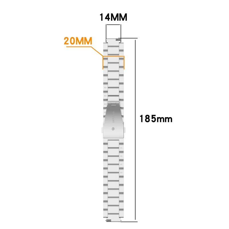 For Garmin CIRQA Smart Band Stainless Steel Watch Strap Three-Bead Replacement Metal Band - Black