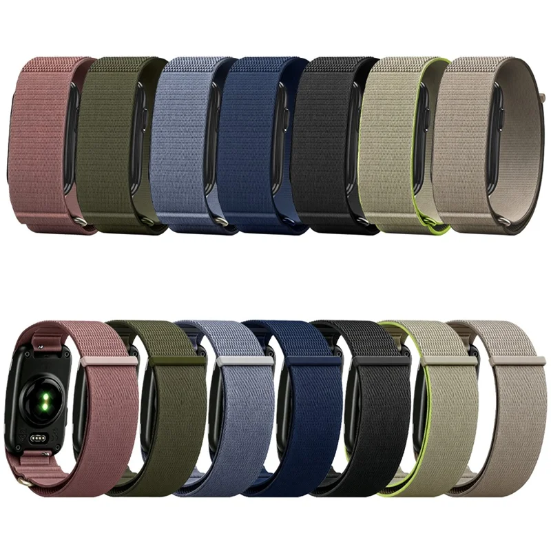 For Garmin CIRQA Smart Band Nylon Woven Sports Loop Arm Band Adjustable Strap - Rock Black