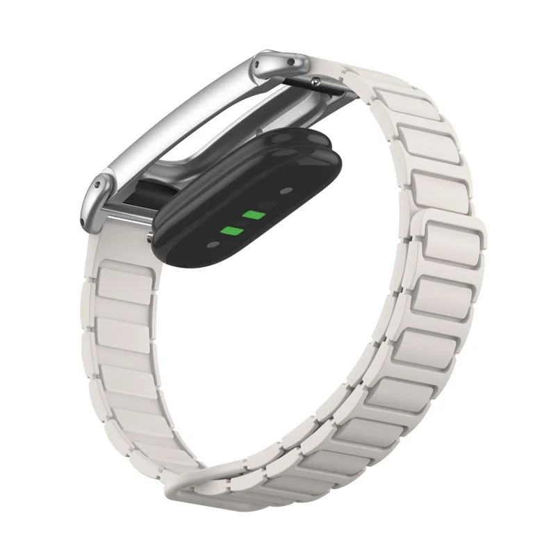 For Google Fitbit Air Watch Band with Zinc Alloy Metal Watch Case Silicone Replacement Chain Link Strap - Starlight