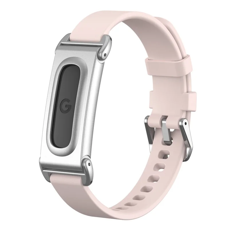 For Google Fitbit Air Band Silicone Adjustable Watch Strap with Zinc Alloy Metal Case - Pink