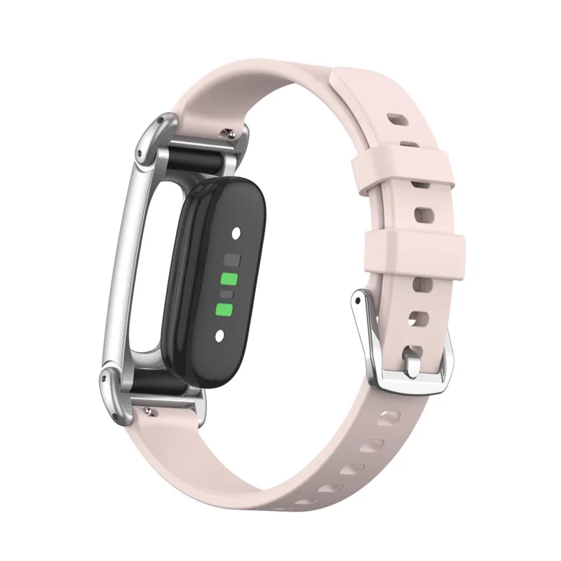 For Google Fitbit Air Band Silicone Adjustable Watch Strap with Zinc Alloy Metal Case - Pink