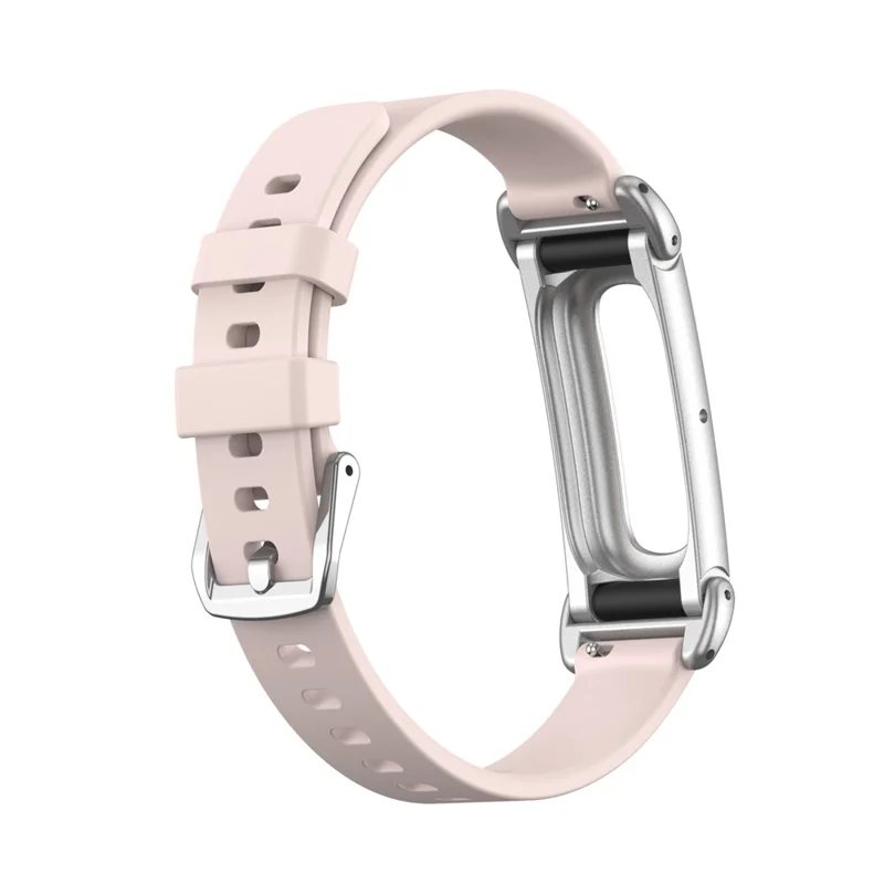 For Google Fitbit Air Band Silicone Adjustable Watch Strap with Zinc Alloy Metal Case - Pink