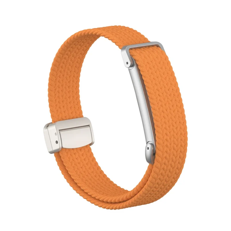 For Google Fitbit Air Watch Band Magnetic Clasp Woven Nylon Strap with Metal Protective Case - Orange