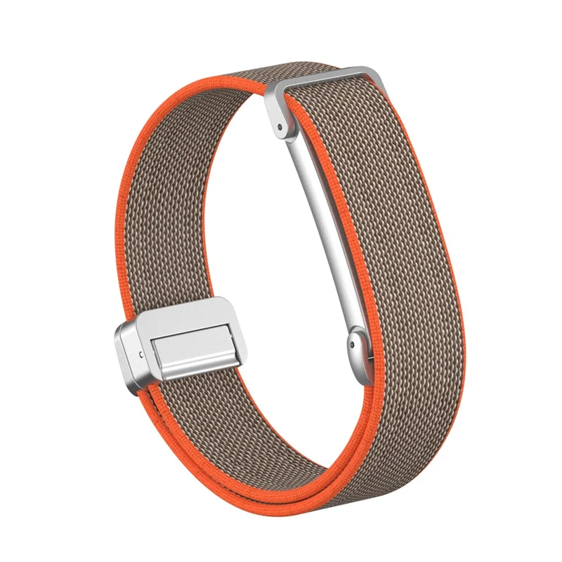 For Google Fitbit Air Woven Band Adjustable Magnetic Clasp Nylon Watch Strap with Metal Watch Case - Rye