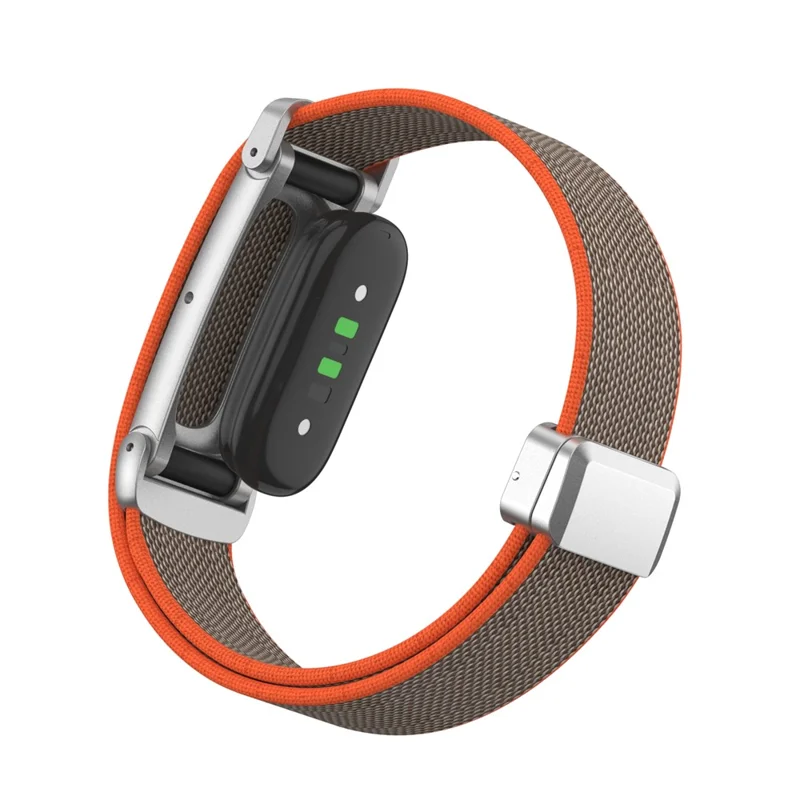 For Google Fitbit Air Woven Band Adjustable Magnetic Clasp Nylon Watch Strap with Metal Watch Case - Rye
