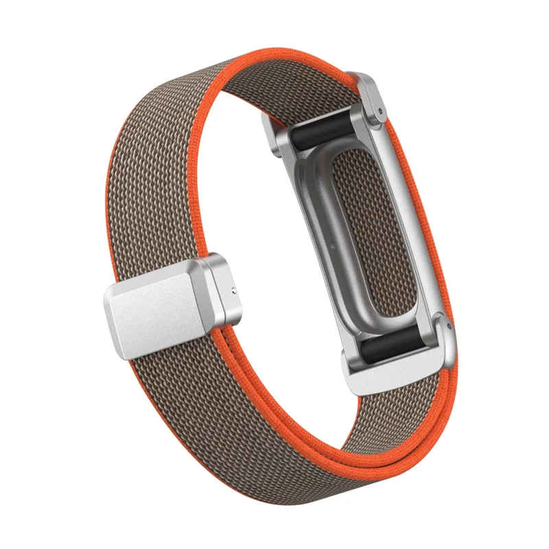 For Google Fitbit Air Woven Band Adjustable Magnetic Clasp Nylon Watch Strap with Metal Watch Case - Rye