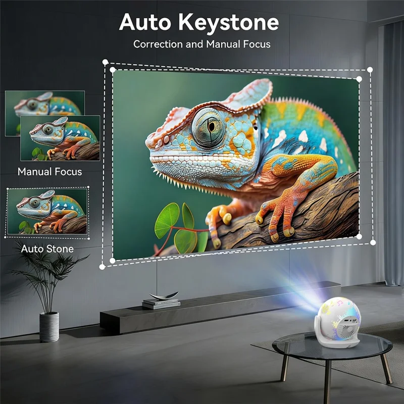 V6 Smart Projector 8K Decoding 200 ANSI Lumens 180° Rotation Android 14 Wi-Fi 6 Karaoke for Home Theater - EU Plug