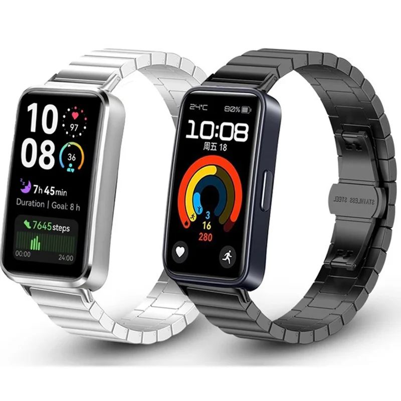 For Honor Band 11 / 11 Pro Watch Band Butterfly Clasp Stainless Steel Strap - Black