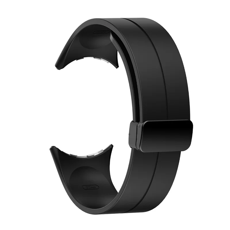 Silicone Watch Strap for Google Pixel Watch 5 45mm  /  Watch 4 45mm  /  Watch 3 45mm Foldable Magnetic Clasp Adjustable Band - Black