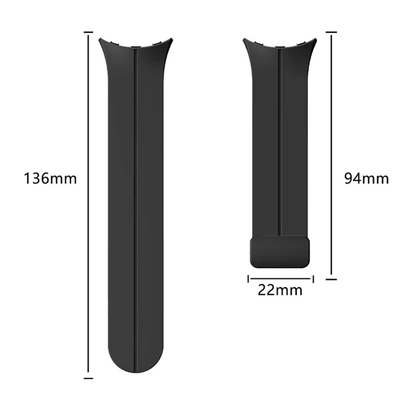 Silicone Watch Strap for Google Pixel Watch 5 45mm  /  Watch 4 45mm  /  Watch 3 45mm Foldable Magnetic Clasp Adjustable Band - Black