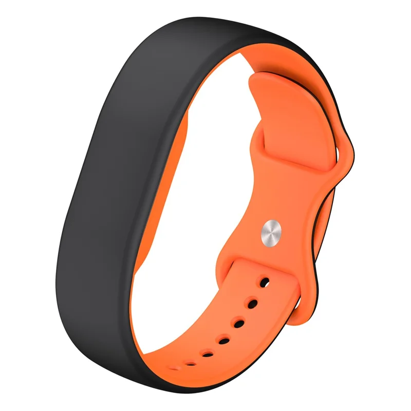 For Google Fitbit Air Breathable Silicone Watch Band Replacement Strap with Buckle - Black+Orange