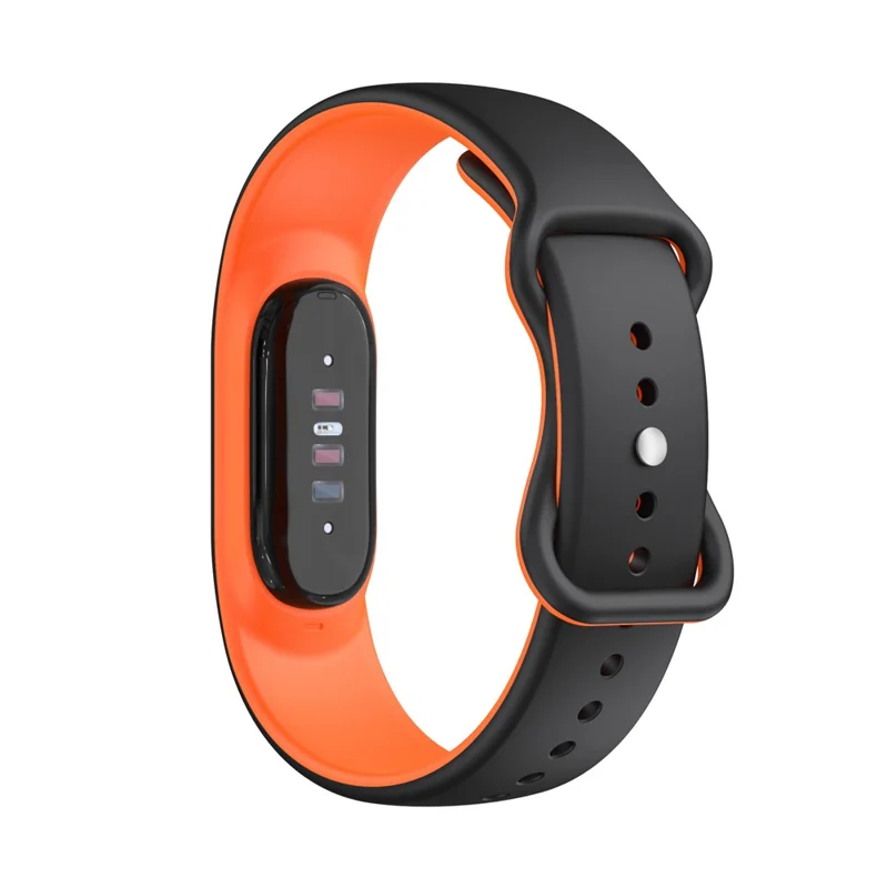 For Google Fitbit Air Breathable Silicone Watch Band Replacement Strap with Buckle - Black+Orange