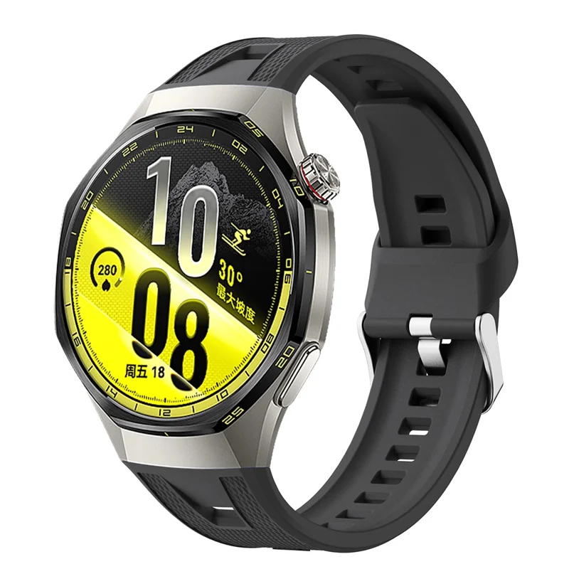 For Huawei Watch GT 7 Pro 46mm Solid Color Silicone Watch Strap Adjustable Watch Band - Black