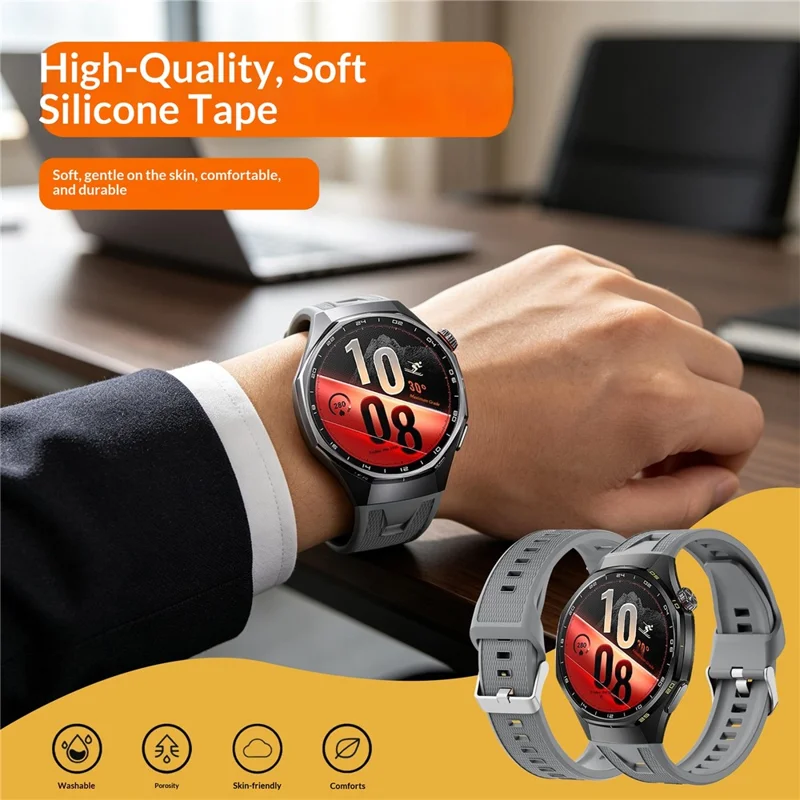 For Huawei Watch GT 7 Pro 46mm Solid Color Silicone Watch Strap Adjustable Watch Band - Black