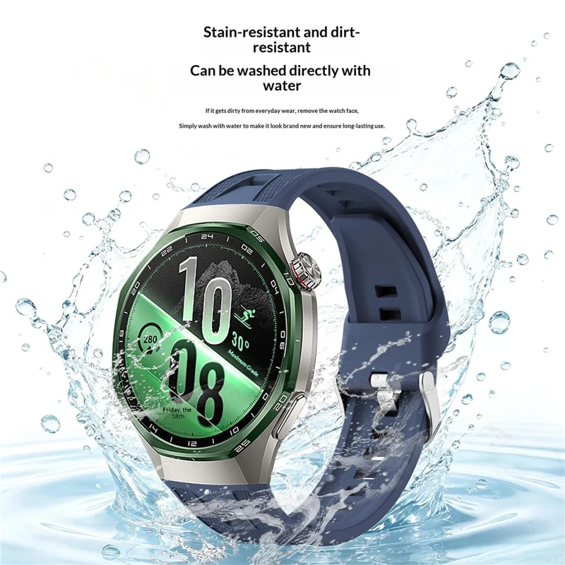 For Huawei Watch GT 7 Pro 46mm Solid Color Silicone Watch Strap Adjustable Watch Band - Black