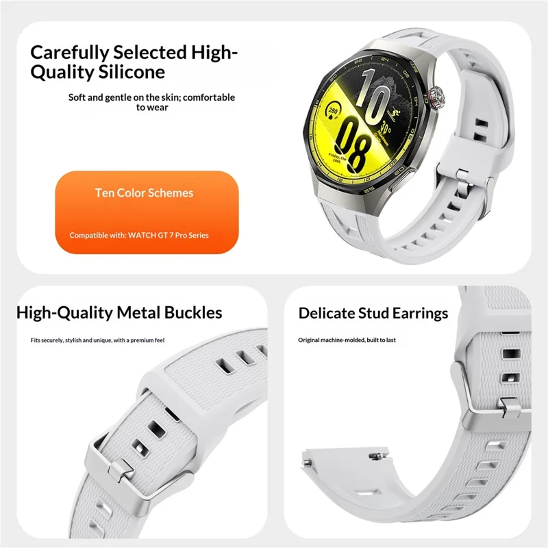 For Huawei Watch GT 7 Pro 46mm Solid Color Silicone Watch Strap Adjustable Watch Band - Black