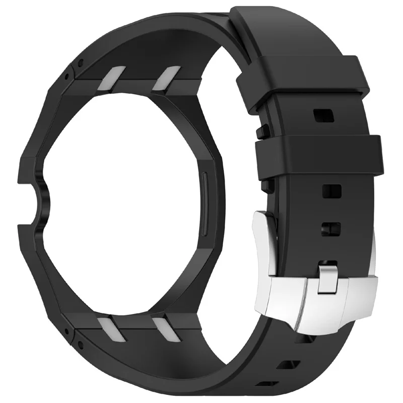 For Swatch Royal Pop Silicone Adjustable Watch Strap 3 O'clock Direction Replacement Band - Black+White