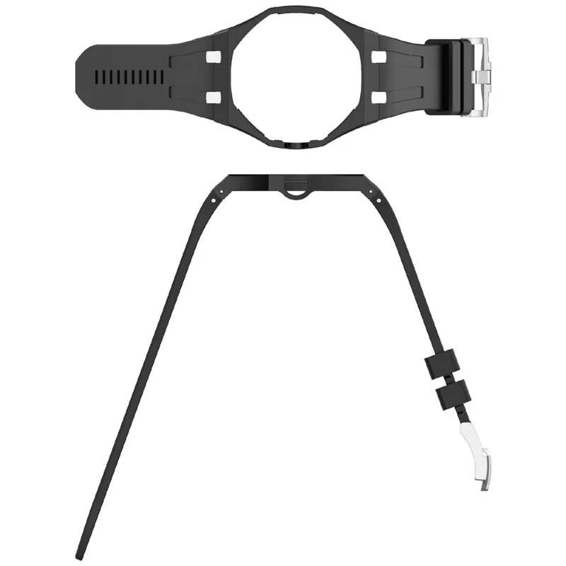 For Swatch Royal Pop Silicone Adjustable Watch Strap 3 O'clock Direction Replacement Band - Black+White