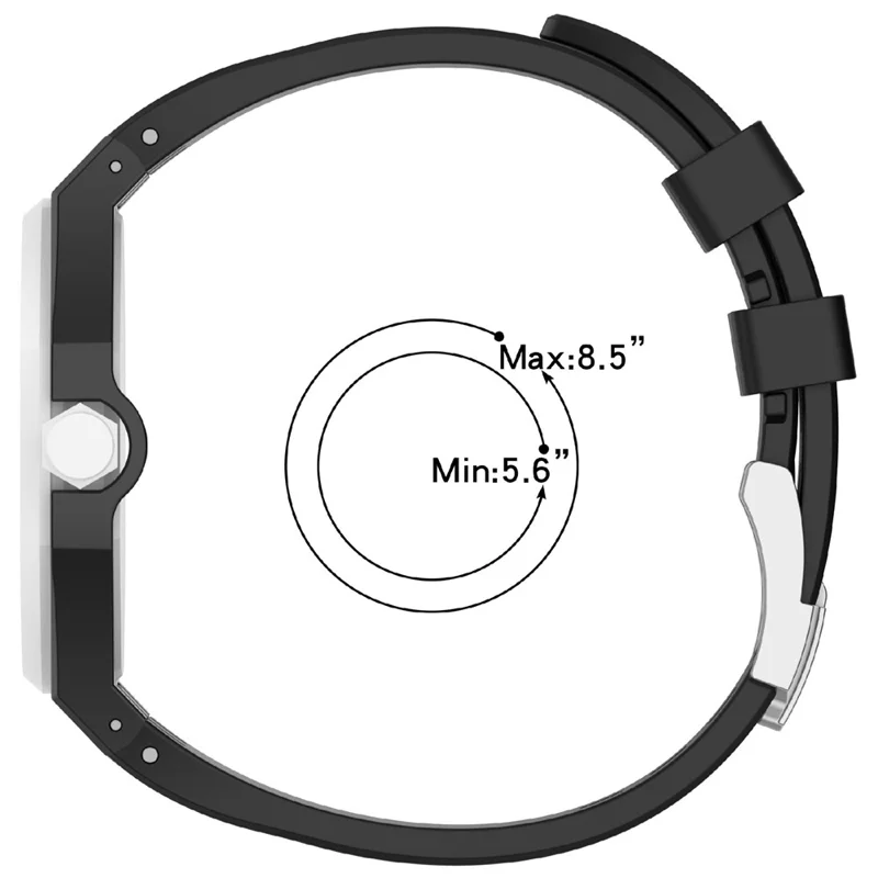 For Swatch Royal Pop Silicone Adjustable Watch Strap 3 O'clock Direction Replacement Band - Black+White