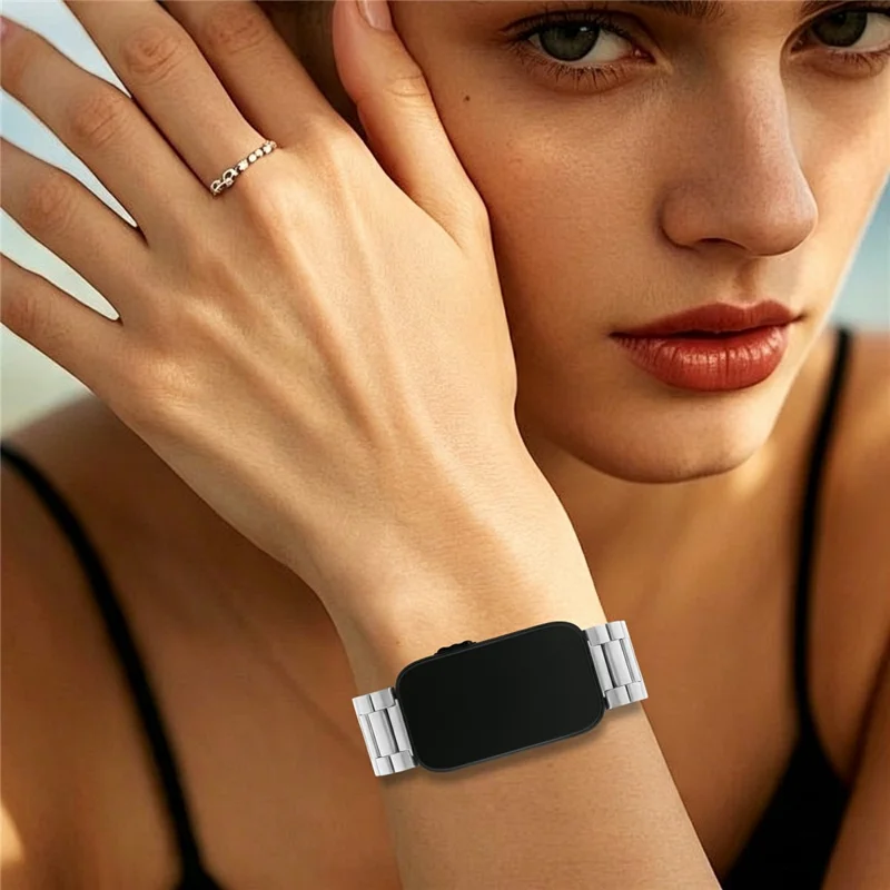 For Garmin CIRQA Smart Band 20mm Stainless Steel Watch Band Three Beads Strap with 14mm Connector - Silver