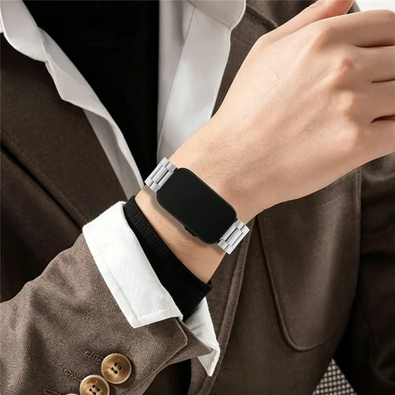 For Garmin CIRQA Smart Band 20mm Stainless Steel Watch Band Three Beads Strap with 14mm Connector - Silver