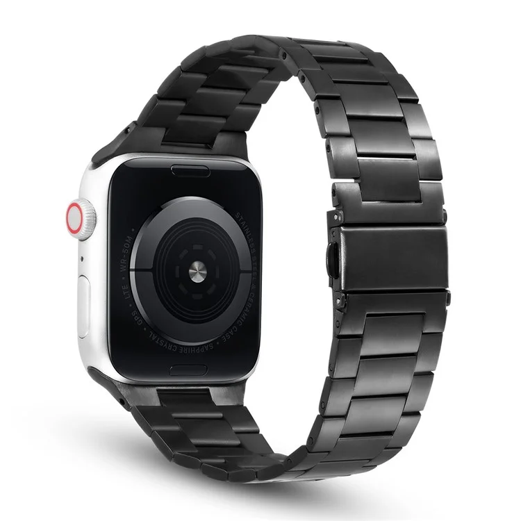Ultrathin Stainless Steel Watch Band Strap for Apple Watch Series 10 46mm / Ultra 2 Ultra 49mm / 9 8 7 45mm / SE (2023) SE (2022) SE 6 5 4 44mm / 3 2 1 42mm - Black