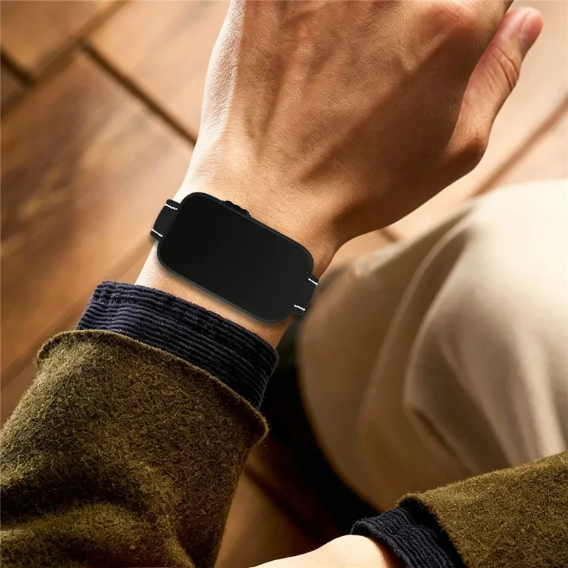 For Garmin CIRQA Smart Band 14mm Genuine Cow Leather Watch Strap Adjustable Replacement Band with Black Buckle - Black