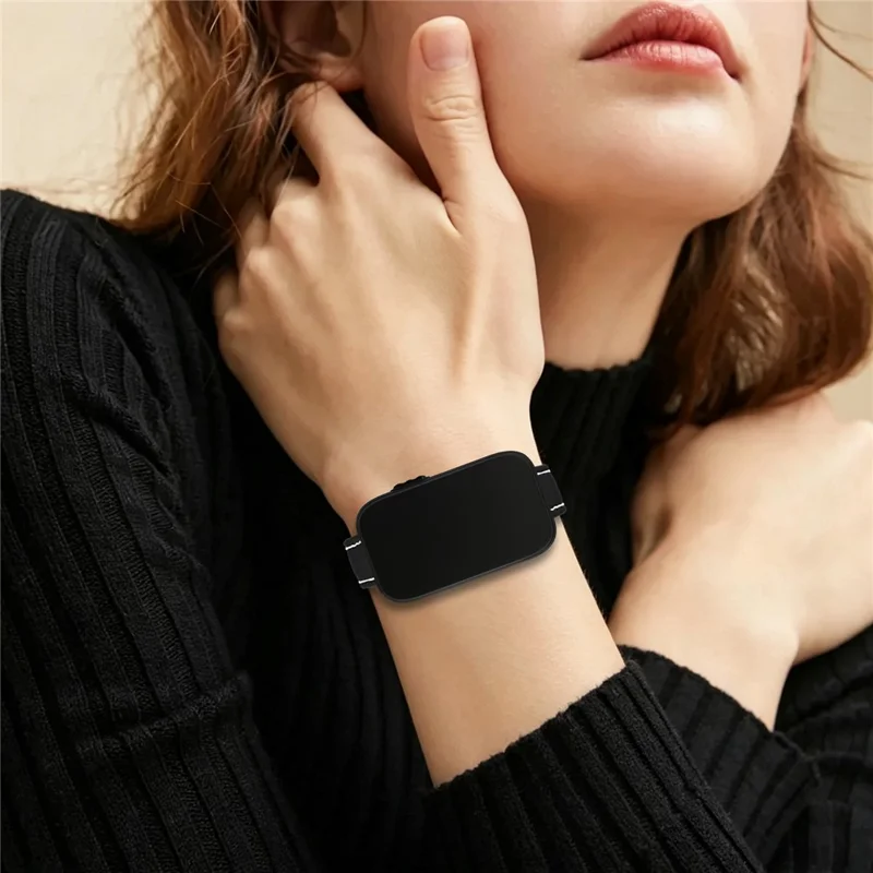 For Garmin CIRQA Smart Band 14mm Genuine Cow Leather Watch Strap Adjustable Replacement Band with Black Buckle - Black
