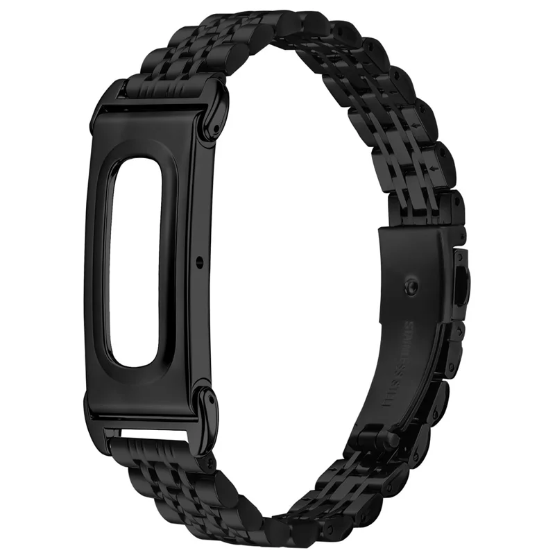 För Google Fitbit Air Rörmanschett av rostfritt stål med 7 leder Justerbar ersättningsarmband - Svart