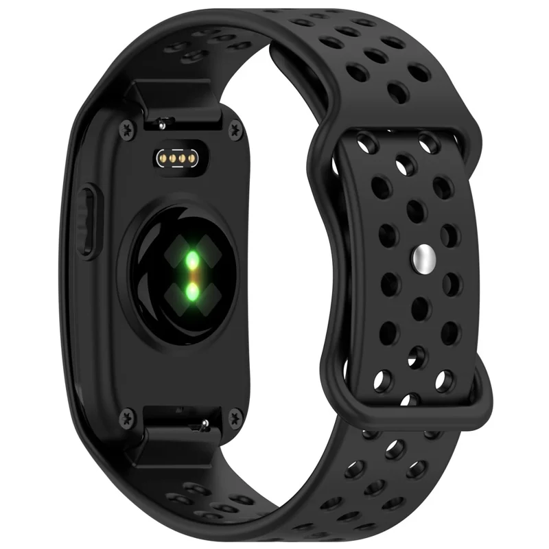 For Garmin CIRQA Smart Band Silicone Watch Strap Breathable Perforated Holes Band - Black