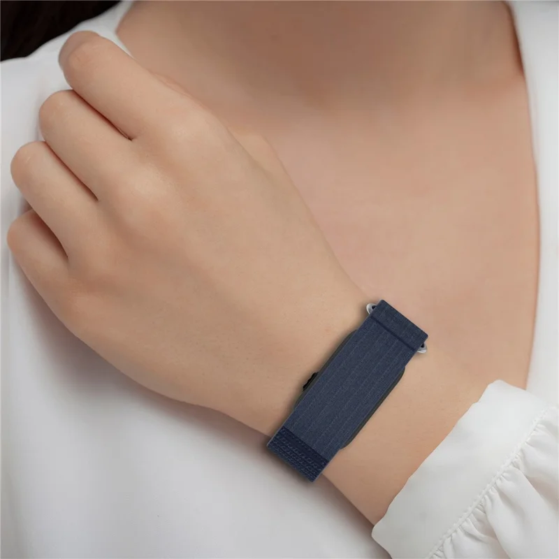 For Garmin CIRQA Smart Band Adjustable Wrist Band Woven Nylon Watch Strap - Denim Blue