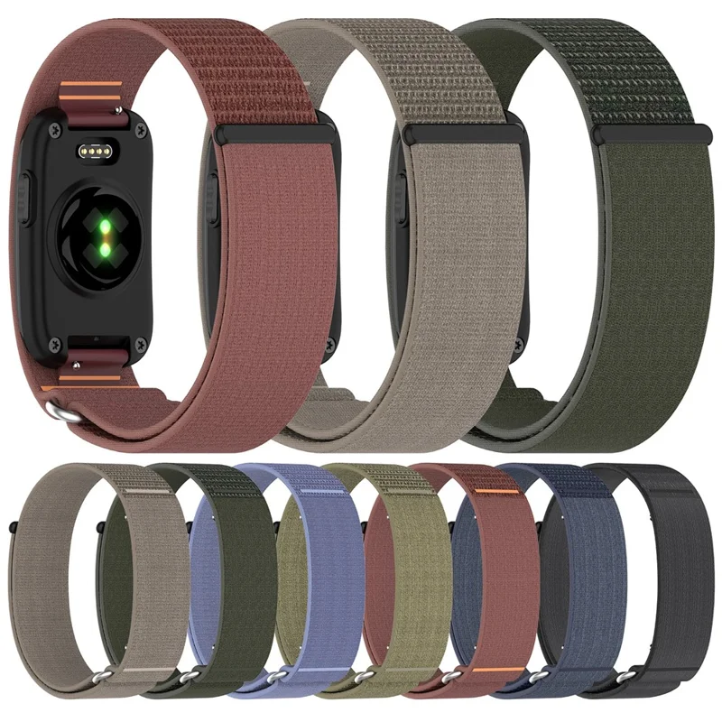 For Garmin CIRQA Smart Band Adjustable Arm Band Woven Nylon Watch Strap - Dusty Pink