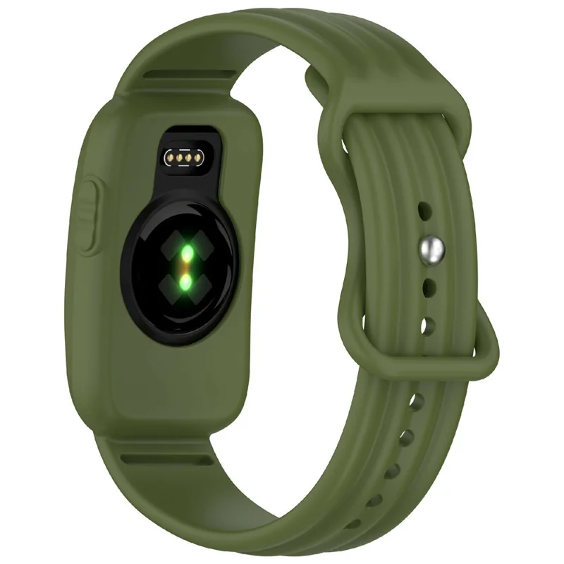 For Garmin CIRQA Smart Band Silicone Strap with Case Cover Adjustable Soft Breathable Watch Band - Army Green