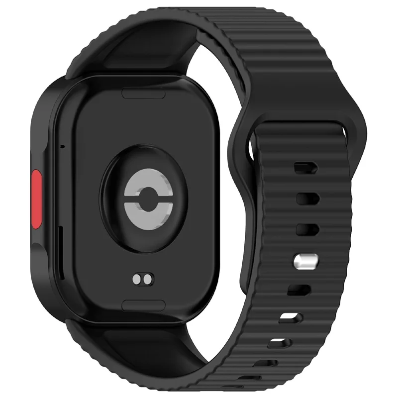 Silicone Watch Strap for Xiaomi Redmi Watch 6 / 6 Active / 6 Lite / Watch 5 / 4 Stripe Texture Watch Band - Black