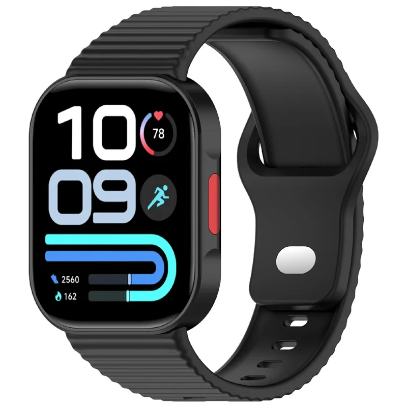 Silicone Watch Strap for Xiaomi Redmi Watch 6 / 6 Active / 6 Lite / Watch 5 / 4 Stripe Texture Watch Band - Black