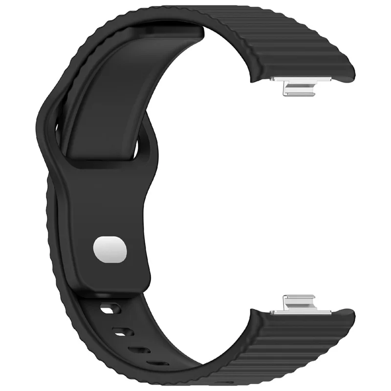Silicone Watch Strap for Xiaomi Redmi Watch 6 / 6 Active / 6 Lite / Watch 5 / 4 Stripe Texture Watch Band - Black
