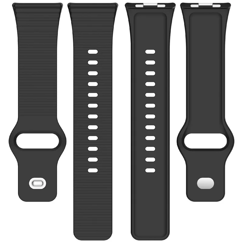 Silicone Watch Strap for Xiaomi Redmi Watch 6 / 6 Active / 6 Lite / Watch 5 / 4 Stripe Texture Watch Band - Black
