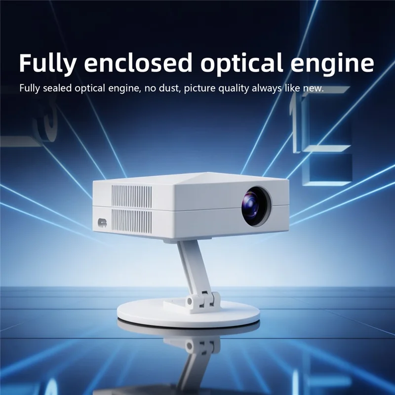 D1-S 720P HD Android Projector Motorized Focus Auto Keystone 180 Degree Base Home Theater - White  /  EU Plug
