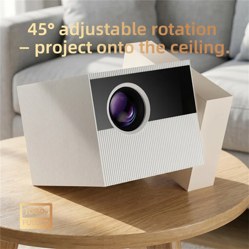 D1-ZT 720P Projector 4K Decoding Auto Keystone 45 Degree Gimbal Dual-Band WiFi for Home - Beige  /  EU Plug