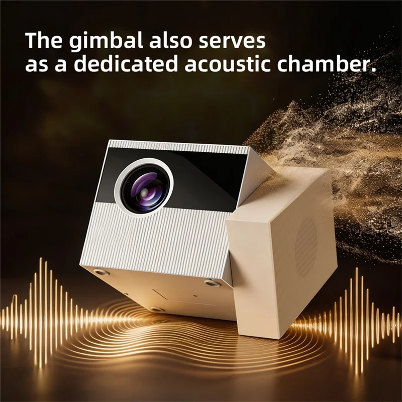 D1-ZT 720P Projector 4K Decoding Auto Keystone 45 Degree Gimbal Dual-Band WiFi for Home - Beige  /  EU Plug