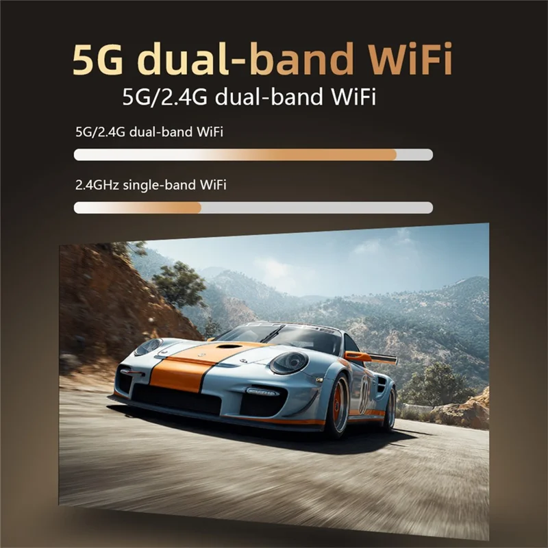 D1-ZT 720P Projector 4K Decoding Auto Keystone 45 Degree Gimbal Dual-Band WiFi for Home - Beige  /  EU Plug