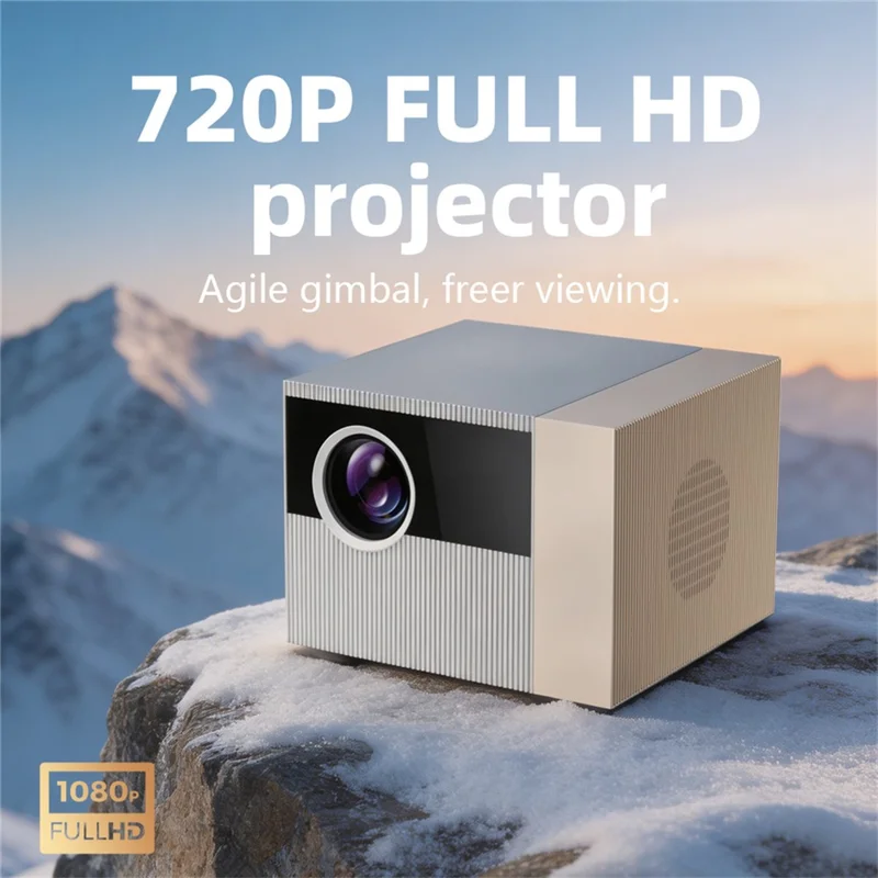 D1-ZT 720P Projector 4K Decoding Auto Keystone 45 Degree Gimbal Dual-Band WiFi for Home - Beige  /  EU Plug