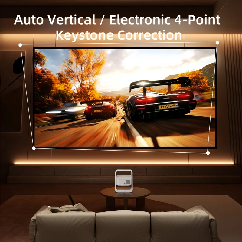 Q8-2 1080P Full HD Mini Projector Android WiFi 6 180 Degree Rotation for Ceiling Projection - White  /  EU Plug