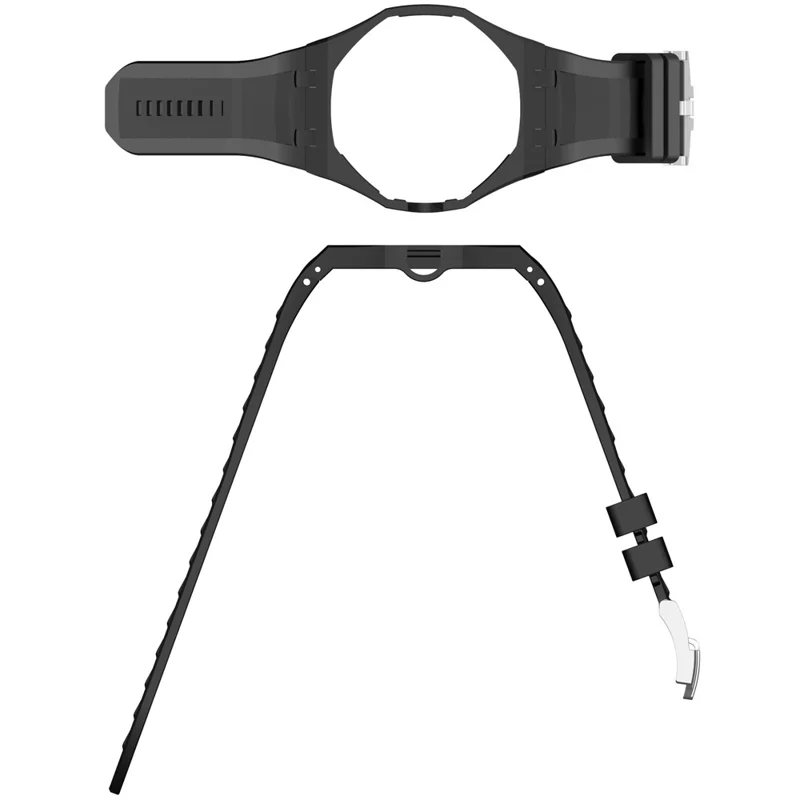 For Swatch Royal Pop Strap with Watch Case Horizontal Grid Integrated Silicone Watch Band - Black  /  12 O'clock Direction