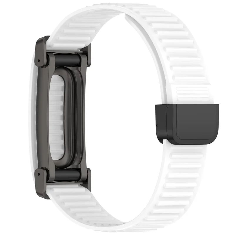For Google Fitbit Air Silikonetrukke med Magnetisk Spænde, Hurtigløsning, Tekstureret Justerbar Bånd - Hvid / Sort