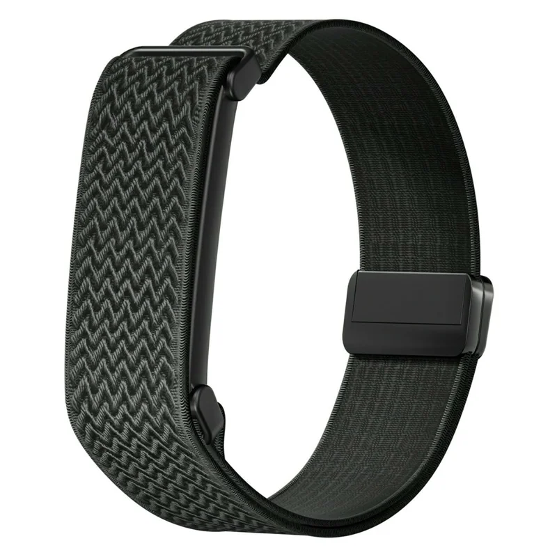 For Google Fitbit Air Woven Nylon Watch Strap with Metal Watch Case Elastic Herringbone Texture Watchband - Black