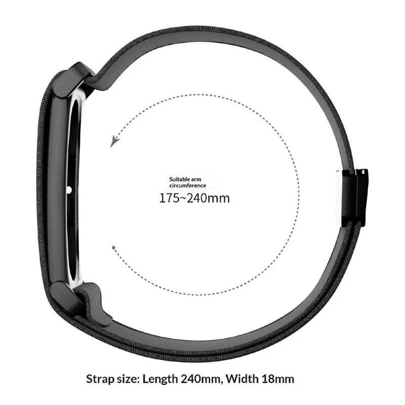 For Google Fitbit Air Woven Nylon Watch Strap with Metal Watch Case Elastic Herringbone Texture Watchband - Black